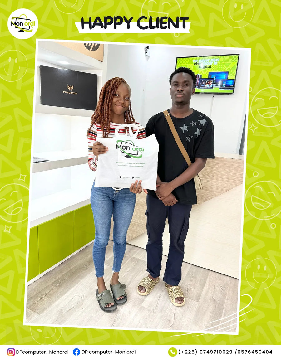 Client satisfait après achat chez Mon Ordi en Côte d’Ivoire